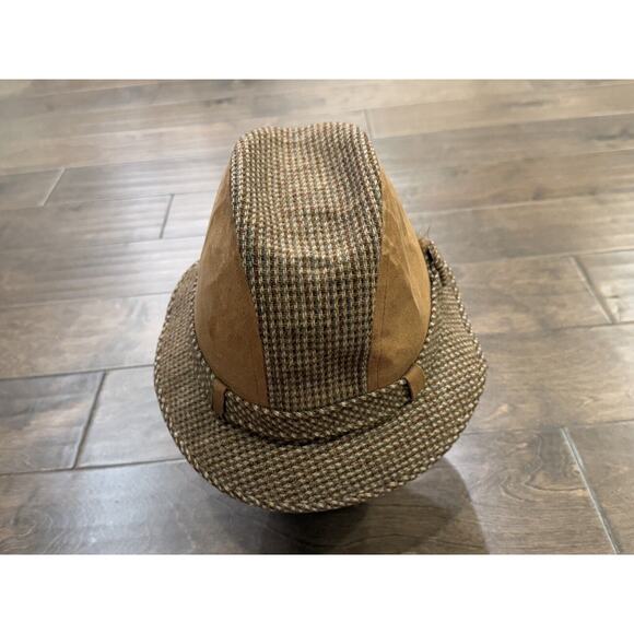 Vintage RESISTOL Mens Sherlock Suede Tweed Fedora Hat Size 7 1/8 Made In USA - Picture 5 of 10